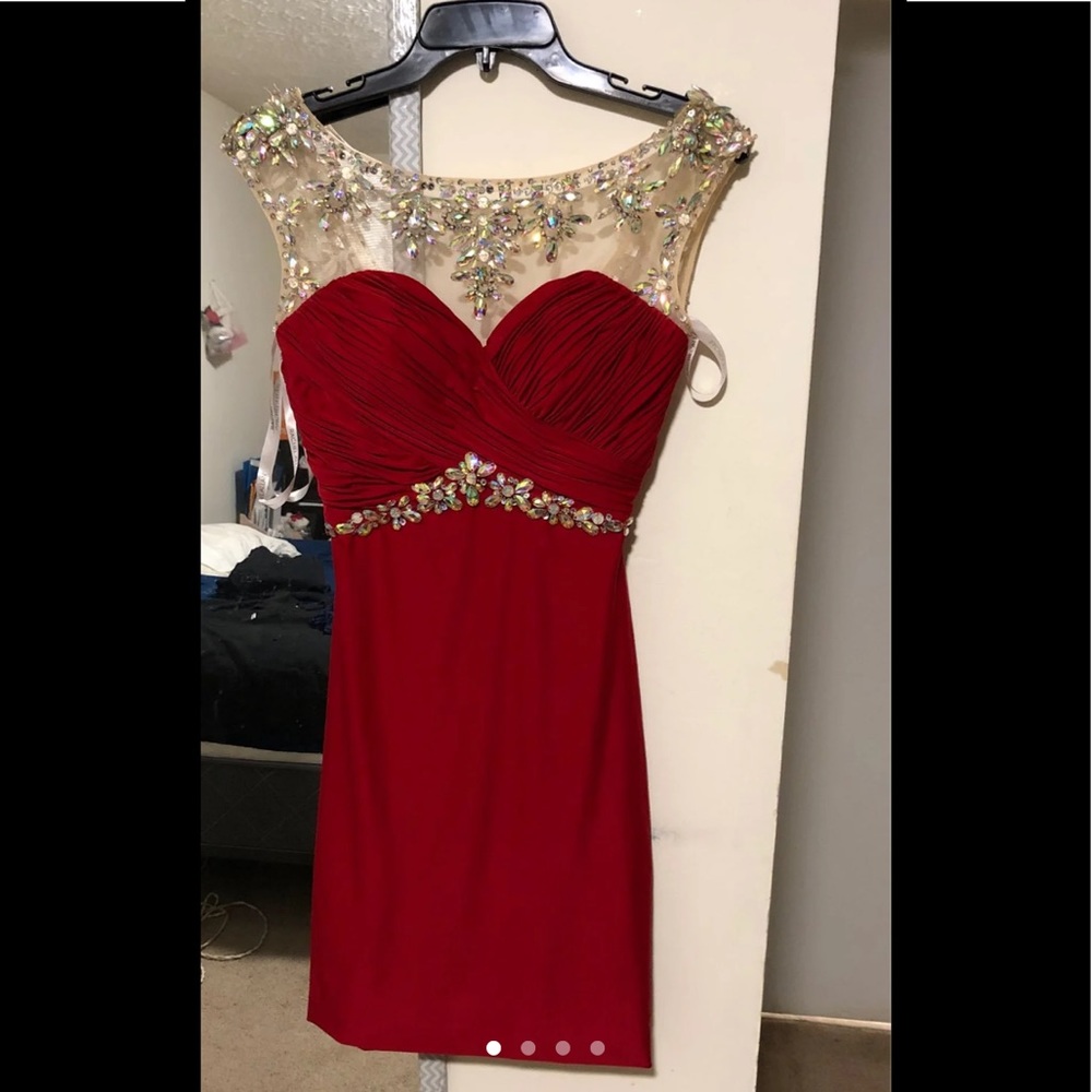 Rachel allan red prom dress size 2